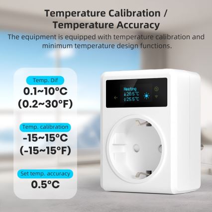 Immax NEO 07811L - Tomada inteligente com termómetro F 3680W Tuya Wi-Fi