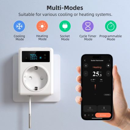 Immax NEO 07811L - Tomada inteligente com termómetro F 3680W Tuya Wi-Fi