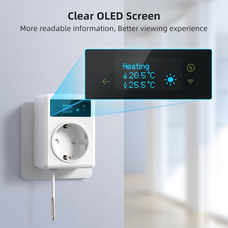Immax NEO 07811L - Tomada inteligente com termómetro F 3680W Tuya Wi-Fi