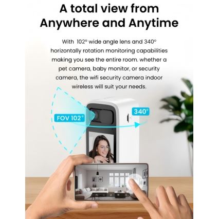 Immax NEO 07814L - Câmara de interior inteligente com sensor de 4 MP, 5V e Wi-Fi