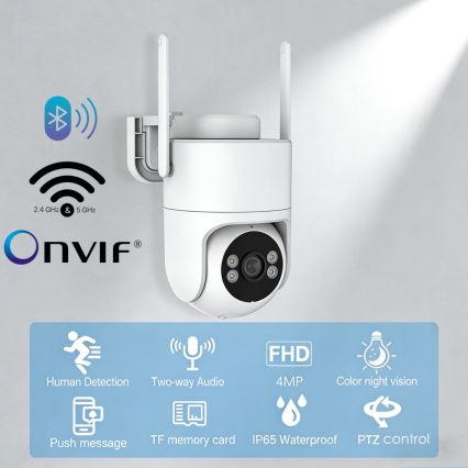 Immax NEO 07819L - Câmara exterior inteligente com sensor de 4 MP, 5 V, IP65, Wi‑Fi