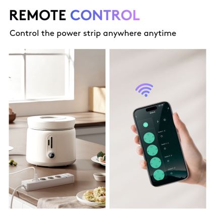 Immax NEO 07821L - Cabo de extensão inteligente NEO LITE 4 tomadas AC + 1x USB + 2x USB-C Tuya Wi-Fi
