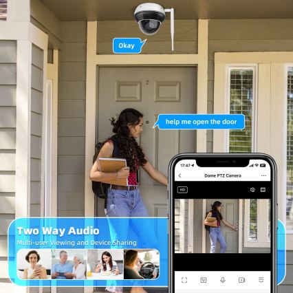 Immax NEO 07825L - Câmara externa inteligente com sensor em cúpula (DOME) 5MP 230V IP66 TUYA Wi-Fi