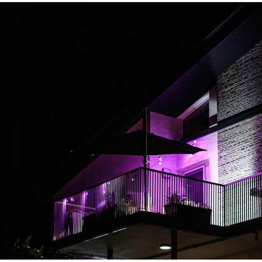 Cadeia de luzes LED RGB+CCT regulável para exterior GIRLANDA 15xLED/1W/230V 15m Wi-Fi Tuya IP65 + controlo remoto