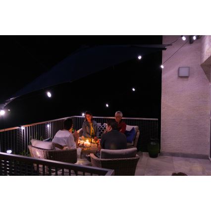 Cadeia de luzes LED RGB+CCT regulável para exterior GIRLANDA 15xLED/1W/230V 15m Wi-Fi Tuya IP65 + controlo remoto