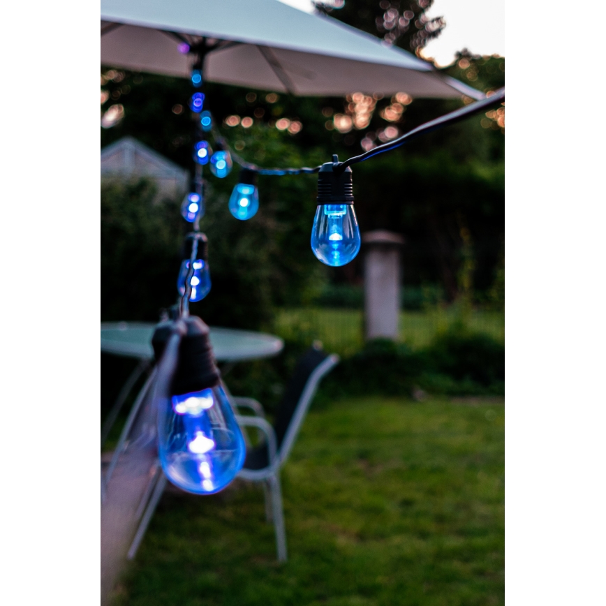 Cadeia de luzes LED RGB+CCT regulável para exterior GIRLANDA 15xLED/1W/230V 15m Wi-Fi Tuya IP65 + controlo remoto