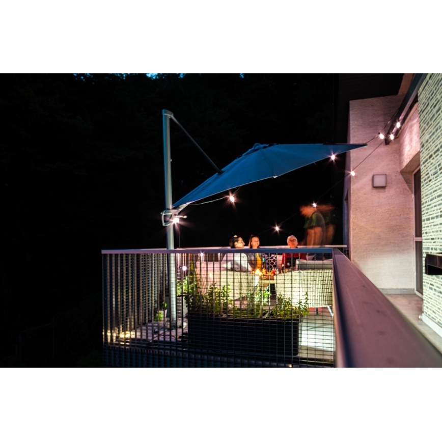 Cadeia de luzes LED RGB+CCT regulável para exterior GIRLANDA 15xLED/1W/230V 15m Wi-Fi Tuya IP65 + controlo remoto