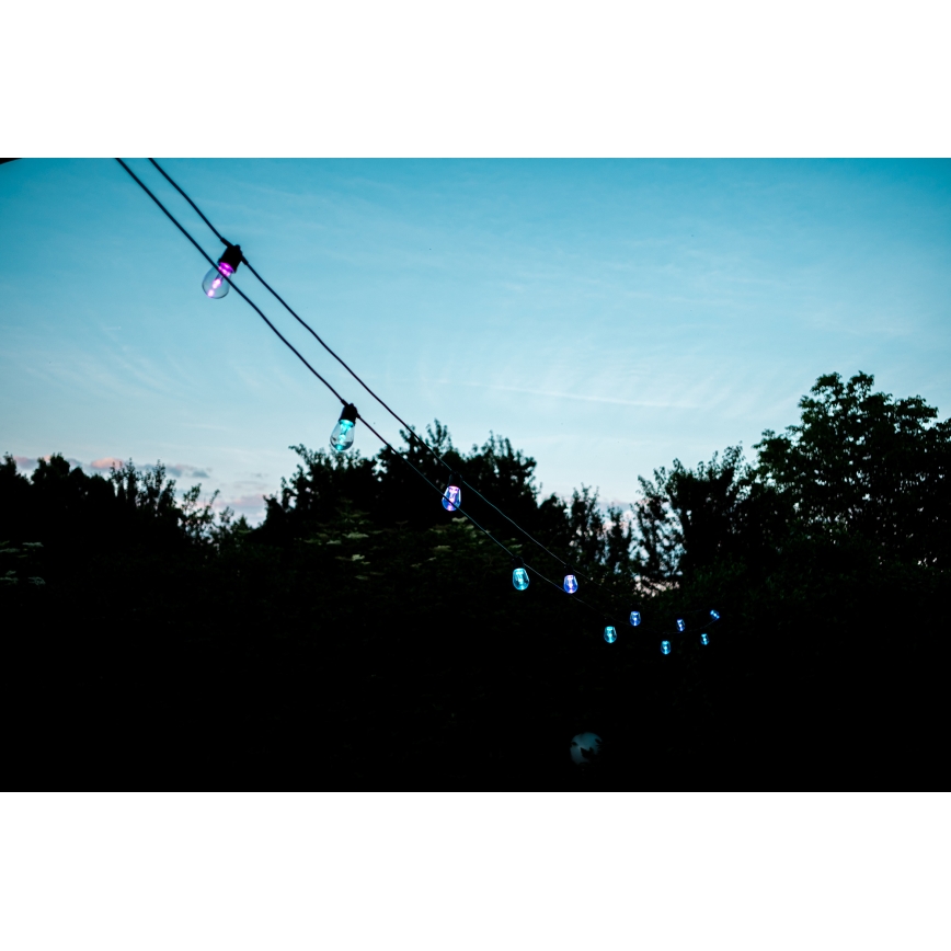 Cadeia de luzes LED RGB+CCT regulável para exterior GIRLANDA 15xLED/1W/230V 15m Wi-Fi Tuya IP65 + controlo remoto