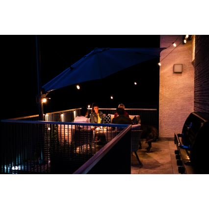 Cadeia de luzes LED RGB+CCT regulável para exterior GIRLANDA 15xLED/1W/230V 15m Wi-Fi Tuya IP65 + controlo remoto