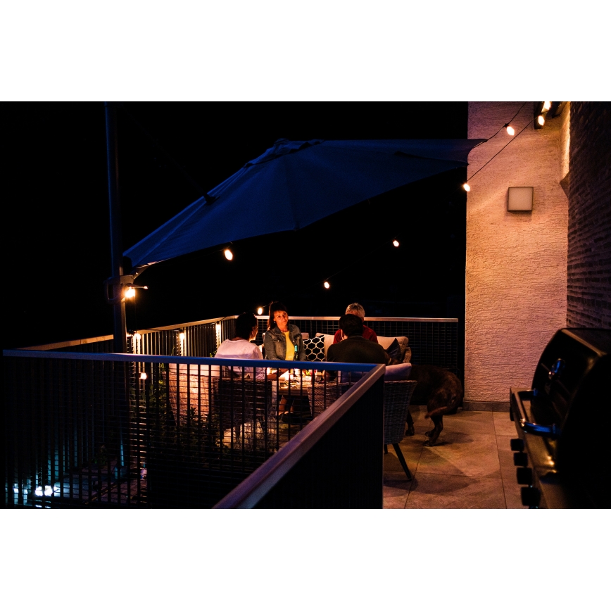 Cadeia de luzes LED RGB+CCT regulável para exterior GIRLANDA 15xLED/1W/230V 15m Wi-Fi Tuya IP65 + controlo remoto