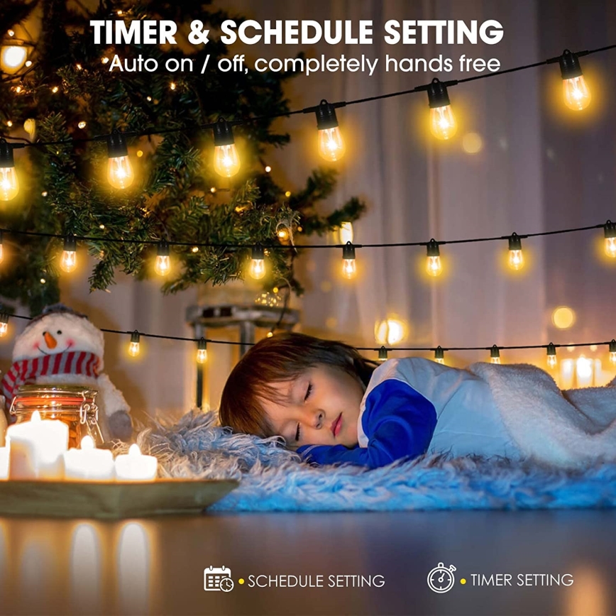 Cadeia de luzes LED RGB+CCT regulável para exterior GIRLANDA 15xLED/1W/230V 15m Wi-Fi Tuya IP65 + controlo remoto