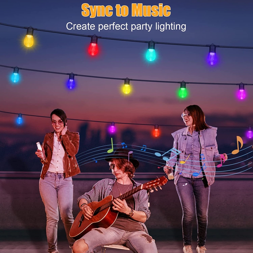 Cadeia de luzes LED RGB+CCT regulável para exterior GIRLANDA 15xLED/1W/230V 15m Wi-Fi Tuya IP65 + controlo remoto