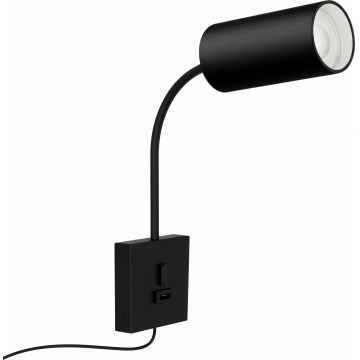 Immax NEO 08295L - Aplique de parede com USB PUNTO 1xGU10/9W/230V preto