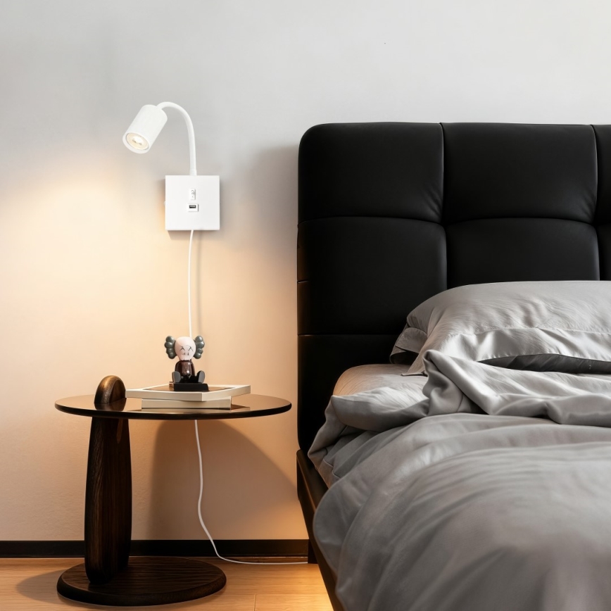 Immax NEO 08296L - Aplique de parede com USB PUNTO 1xGU10/9W/230V branco