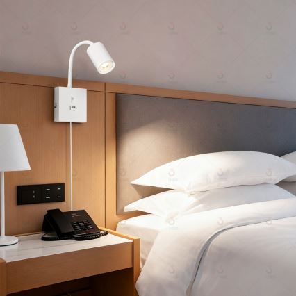 Immax NEO 08296L - Aplique de parede com USB PUNTO 1xGU10/9W/230V branco