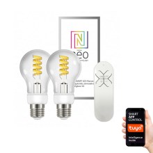 Immax Neo - CONJUNTO 2x Lâmpada fosca LED FILAMENT E27/5W/230V 2700-6000K + RC