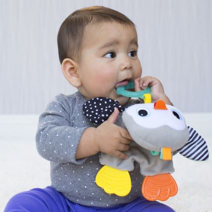 Infantino - Brinquedo de peluche com acessório para morder pinguim