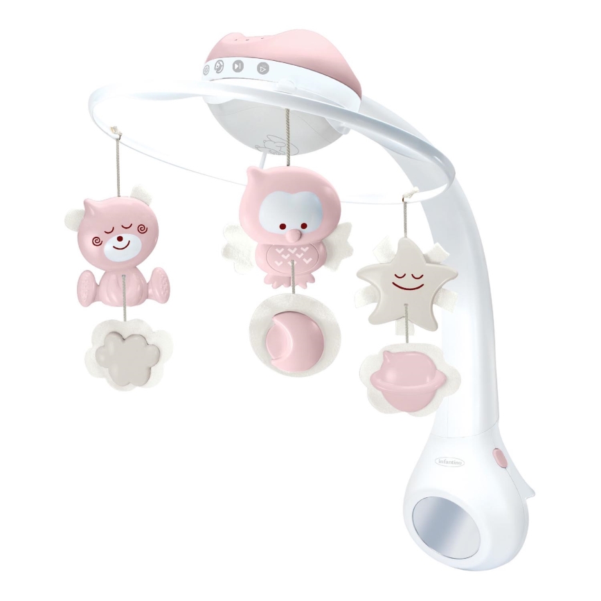 Infantino - Mobil de berço com melodia e projetor 3em1 3xAAA rosa