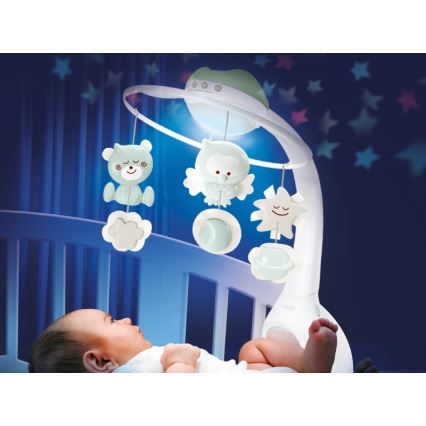 Infantino - Mobil de berço com melodia e projetor 3em1 3xAAA verde