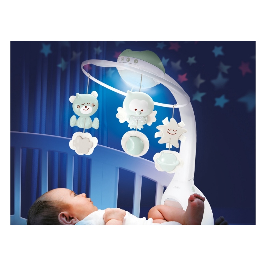 Infantino - Mobil de berço com melodia e projetor 3em1 3xAAA verde