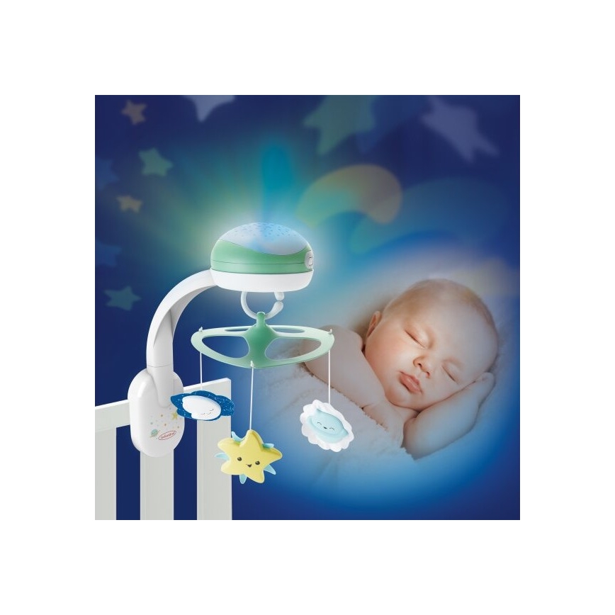 Infantino - Mobile de berço com melodia 3em1 3xAA verde