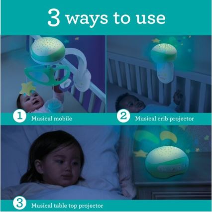 Infantino - Mobile de berço com melodia 3em1 3xAA verde