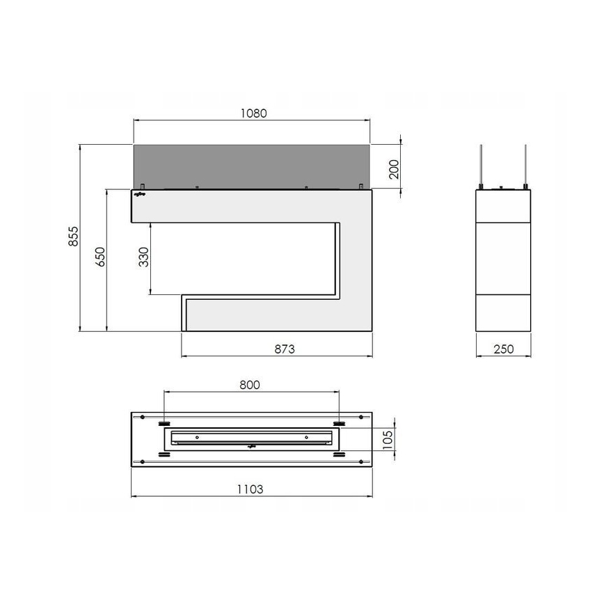 InFire - Lareira BIO 110x85,5 cm 3kW branco