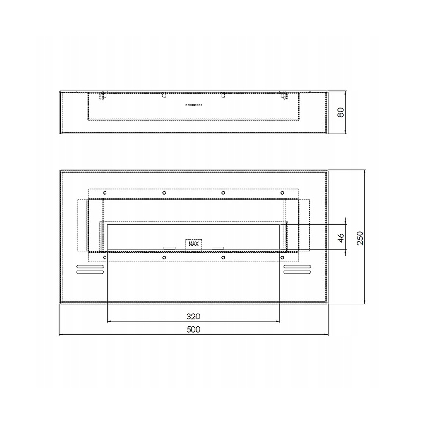 InFire - Lareira BIO 8x50 cm 3kW preto