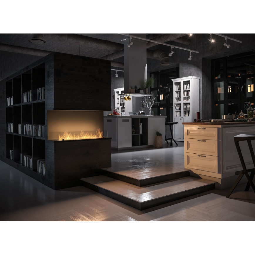 InFire - Lareira BIO embutida 100x50 cm 3kW preta