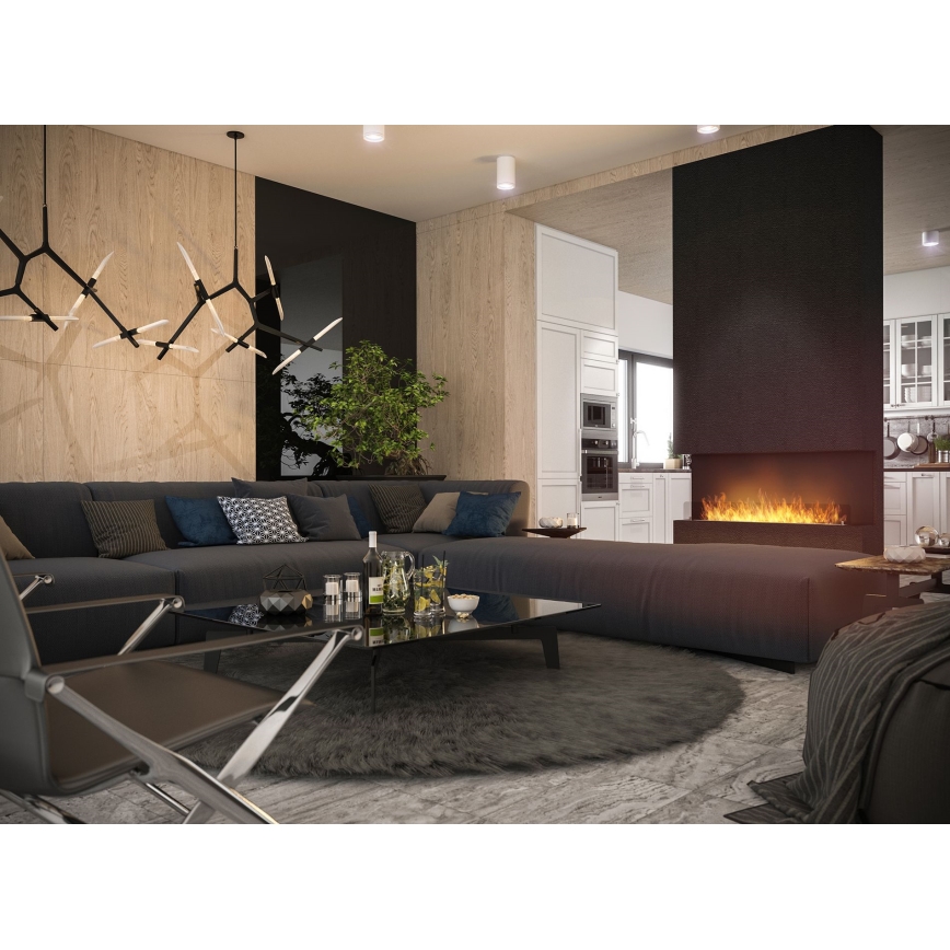 InFire - Lareira BIO embutida 120x45 cm 3kW preta