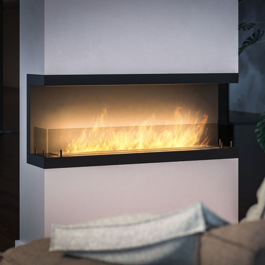 InFire - Lareira BIO embutida 120x50 cm 5kW preta