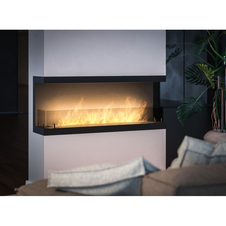 InFire - Lareira BIO embutida 120x50 cm 5kW preta