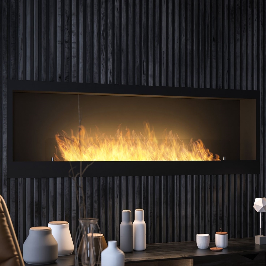 InFire - Lareira BIO embutida 150x50 cm 4,2kW preta