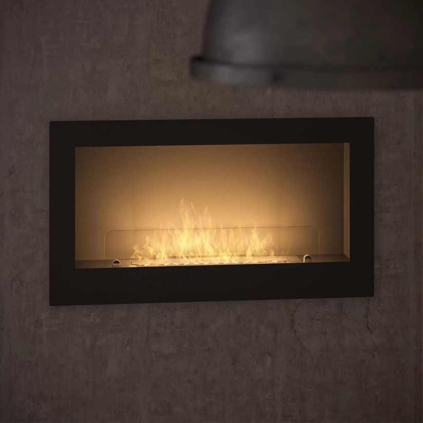 InFire - Lareira BIO embutida 90x50 cm 3kW preta