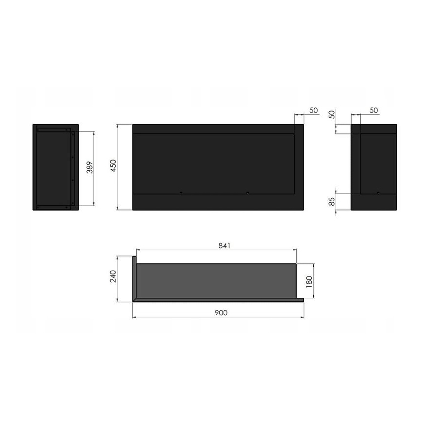 InFire - Lareira de canto BIO 45x90 cm 3kW preto