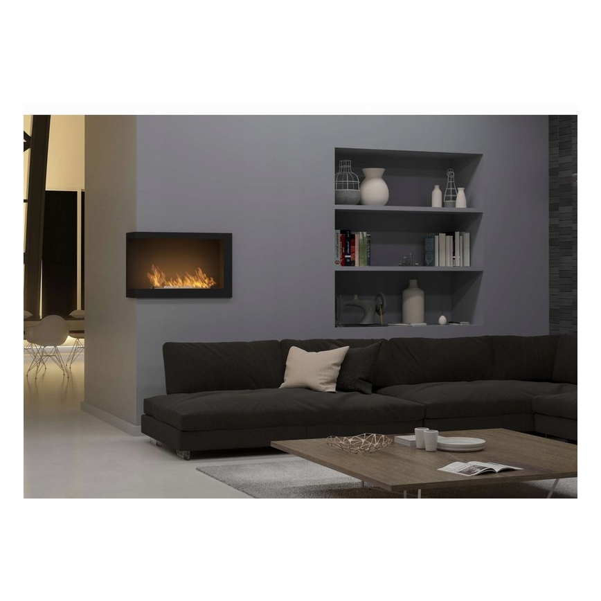InFire - Lareira de canto BIO 84x54 cm 3kW preto