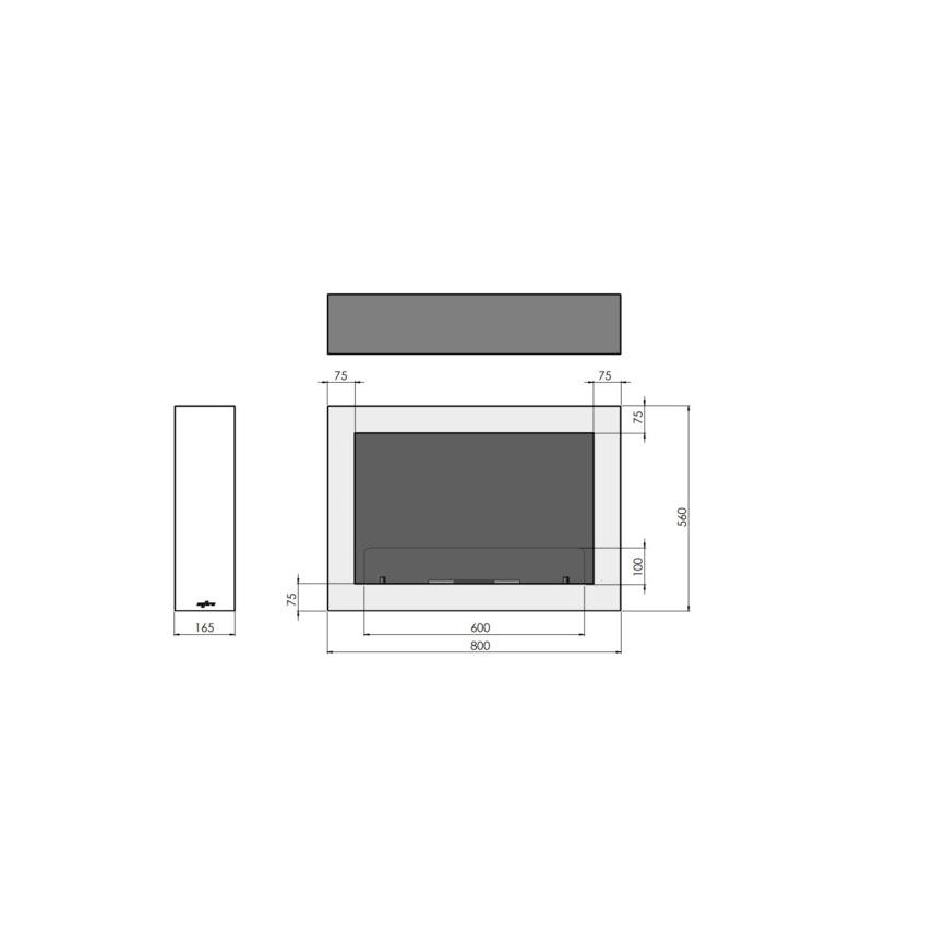InFire - Lareira de parede BIO 80x56 cm 3kW preto