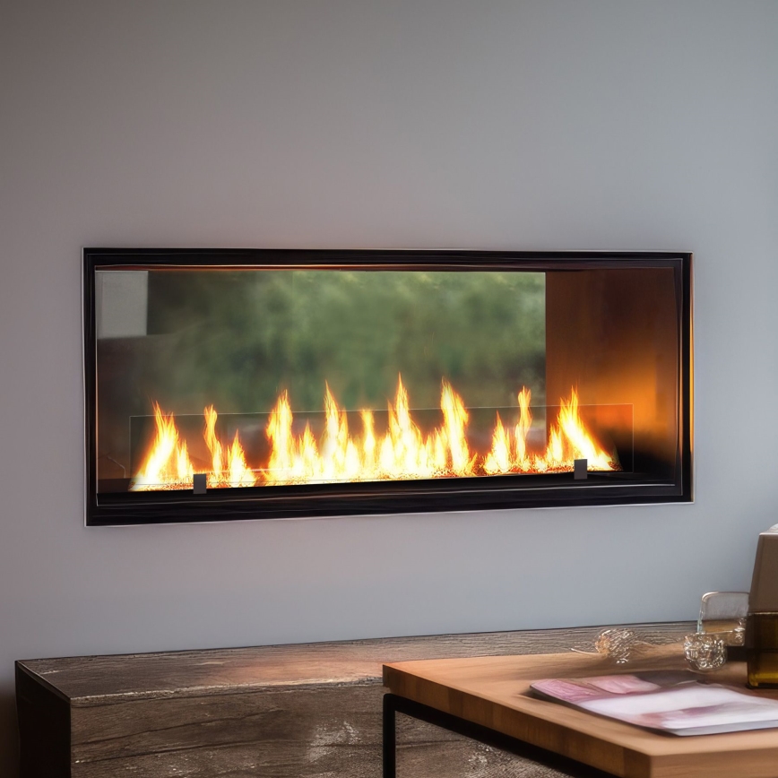 InFire - Lareira embutida BIO 48,5x123,5 cm 6kW preto