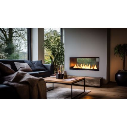 InFire - Lareira embutida BIO 48,5x123,5 cm 6kW preto