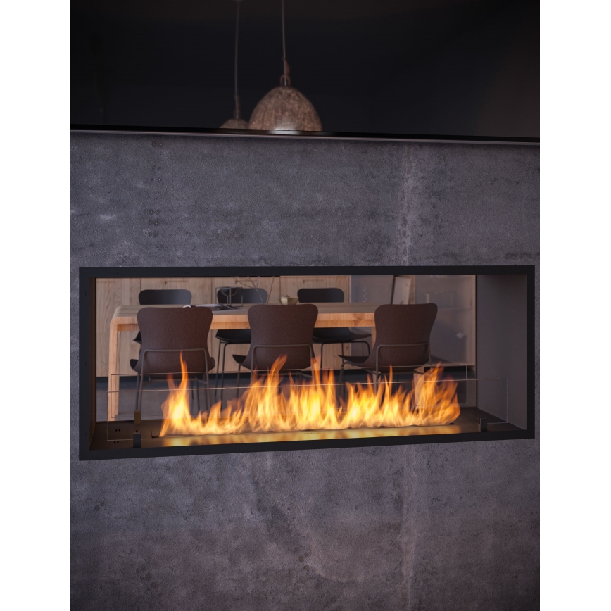 InFire - Lareira embutida BIO 48,5x123,5 cm 6kW preto