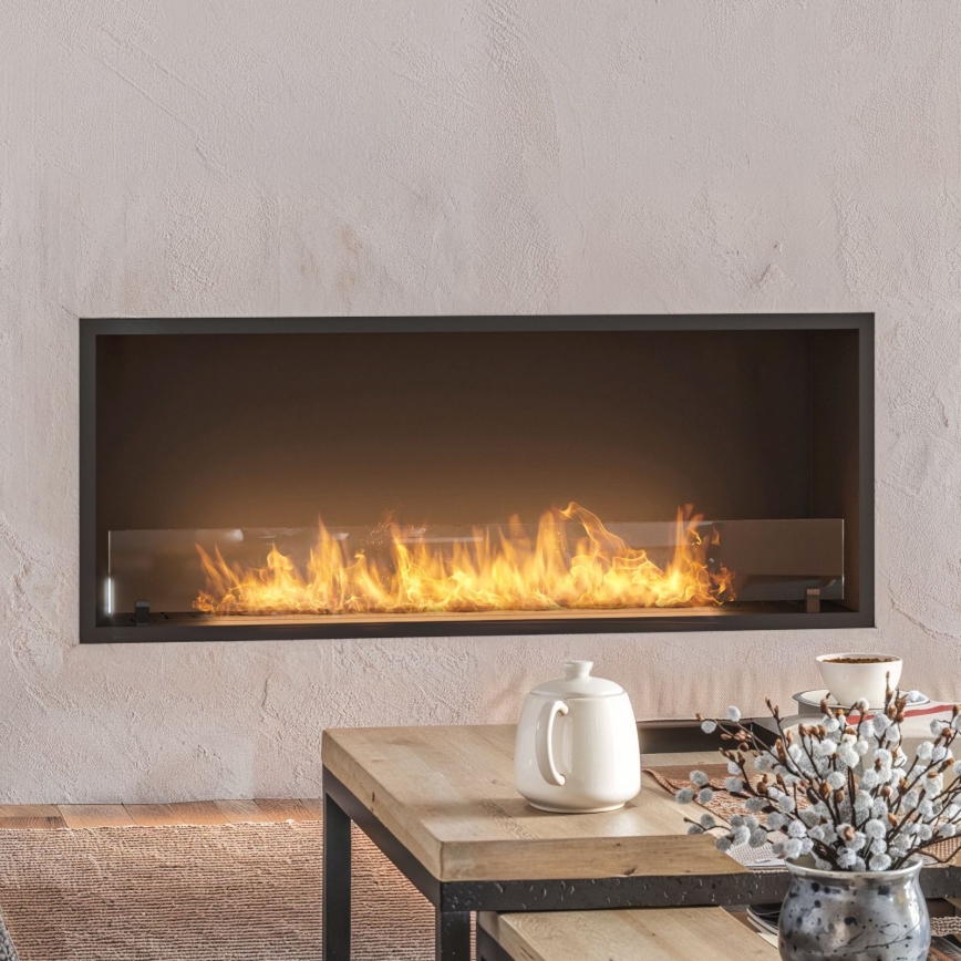InFire - Lareira embutida BIO 49,4x124,4 cm 6kW preto