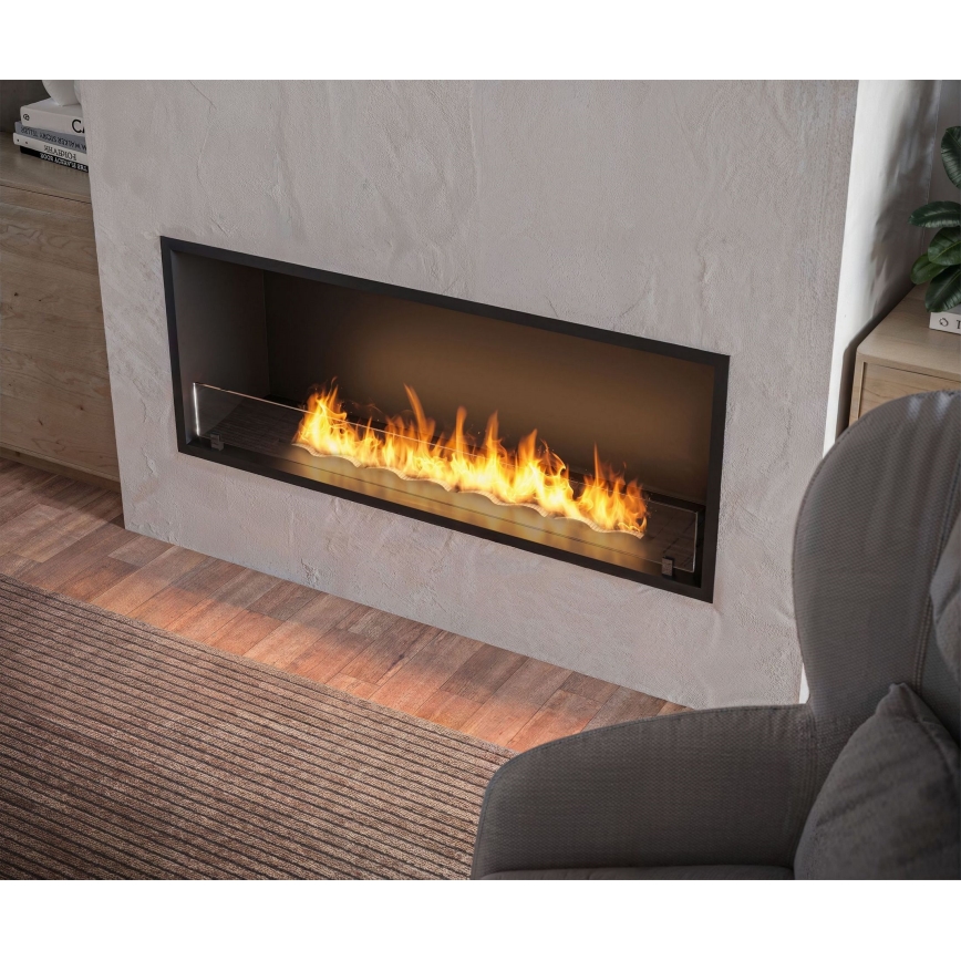 InFire - Lareira embutida BIO 49,4x124,4 cm 6kW preto