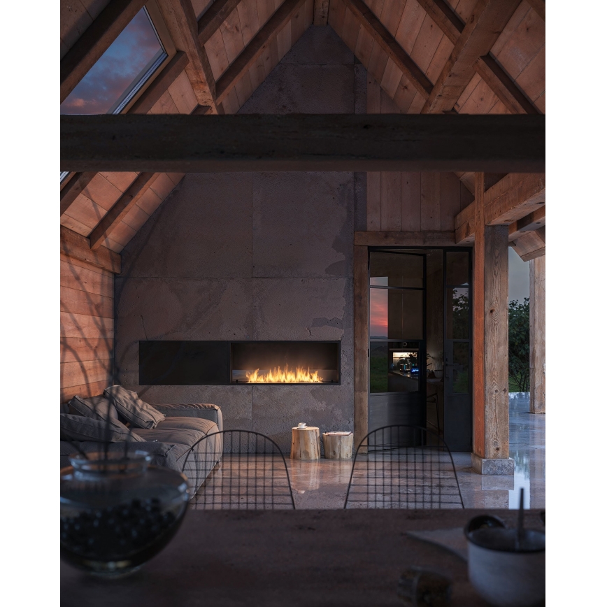 InFire - Lareira embutida BIO 49,4x124,4 cm 6kW preto