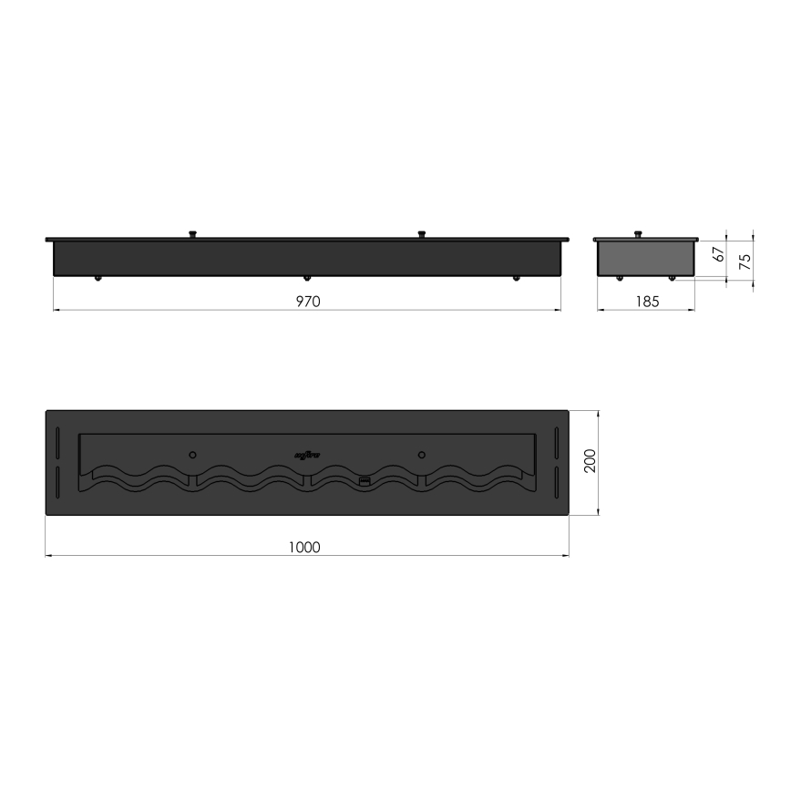 InFire - Lareira embutida BIO 7,5x100 cm 6kW preto
