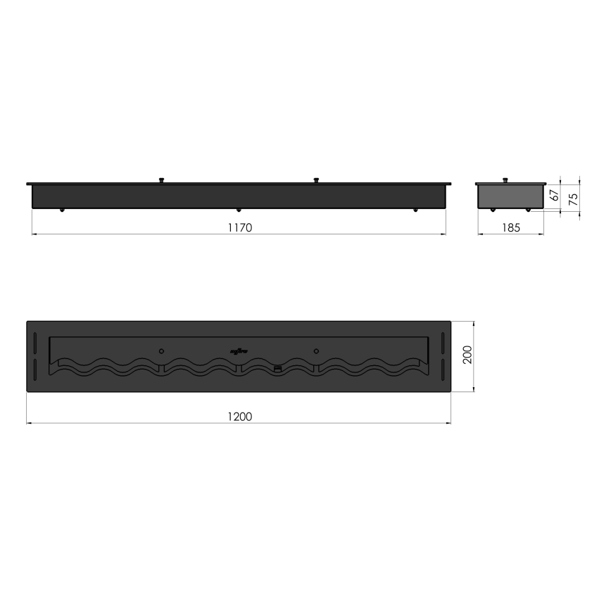 InFire - Lareira embutida BIO 7,5x120 cm 7kW preto