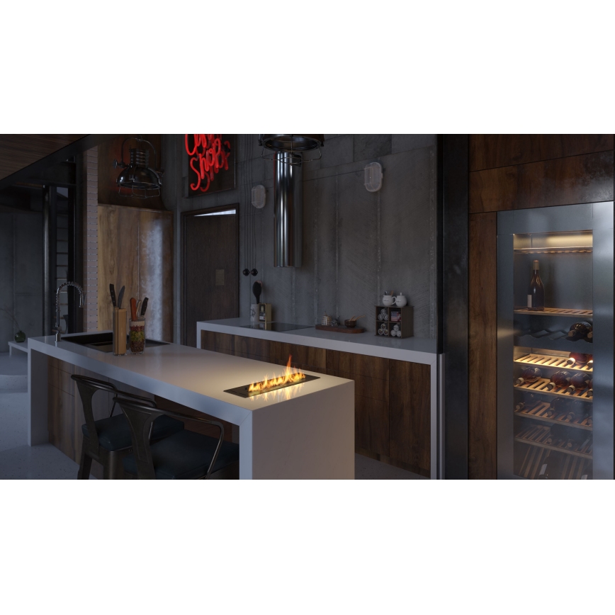 InFire - Lareira embutida BIO 7,5x50 cm 3,5kW preto