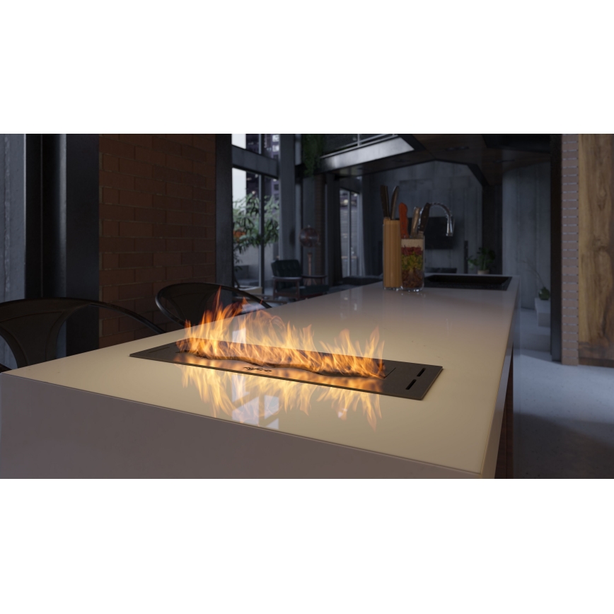 InFire - Lareira embutida BIO 7,5x50 cm 3,5kW preto