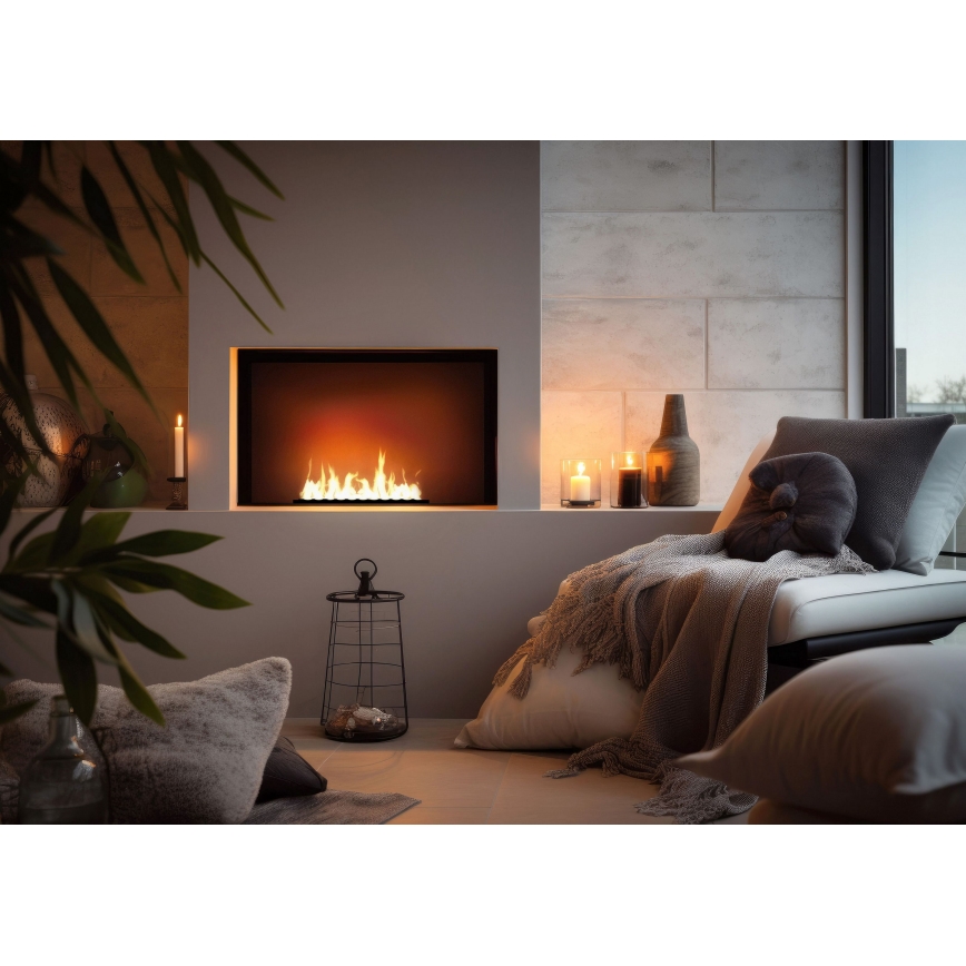 InFire - Lareira embutida BIO 7,5x50 cm 3,5kW preto