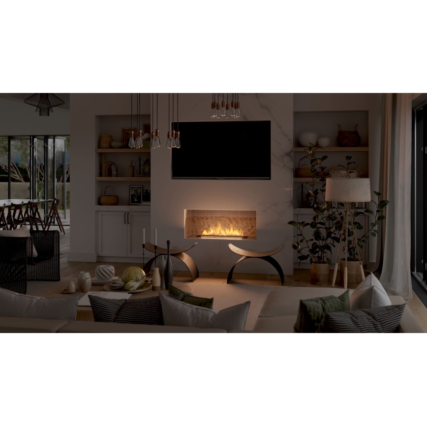 InFire - Lareira embutida BIO 7,5x80 cm 6kW preto