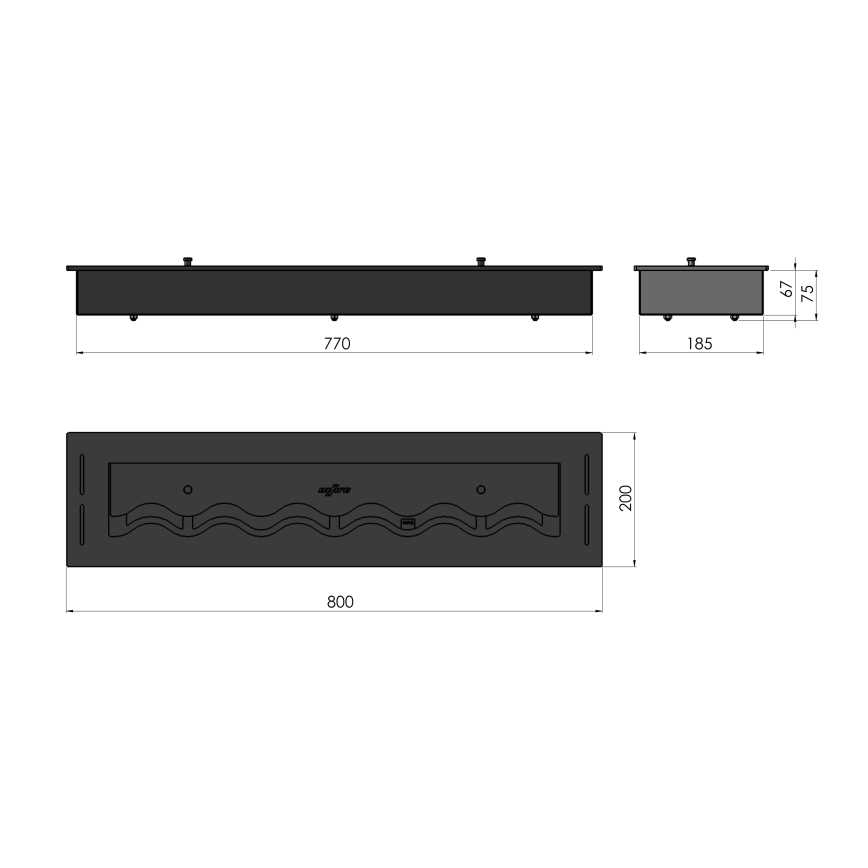 InFire - Lareira embutida BIO 7,5x80 cm 6kW preto